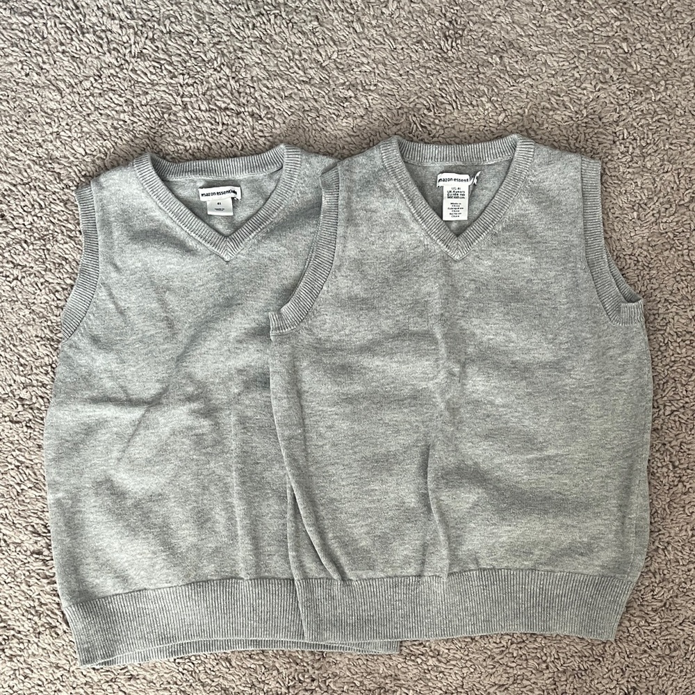 Bunde of 2 Amazon Essentials Kids' Gray Sweater Vests